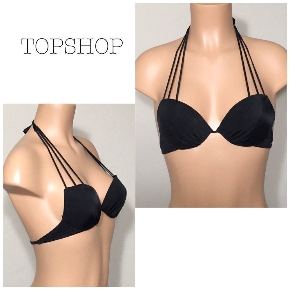TOPSHOP black multi strap bikini top
